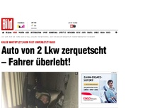 Bild zum Artikel: Fast unverletzt! - Auto zwischen 2 Lkw zerquetscht – Fahrer überlebt!