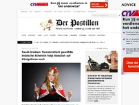 Bild zum Artikel: Saudi-Arabien: Demokratisch gewählte lesbische Atheistin folgt Abdullah auf Königsthron nach