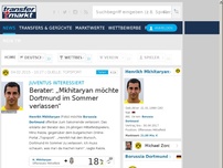 Bild zum Artikel: Juventus interessiert: Berater: „Mkhitaryan möchte Dortmund im Sommer verlassen“