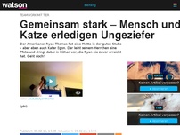 Bild zum Artikel: Gemeinsam stark – Mensch und Katze erledigen Ungeziefer