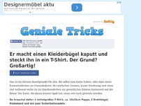 Bild zum Artikel: Er macht einen Kleiderbügel kaputt und steckt ihn in ein T-Shirt. Der Grund? Großartig!