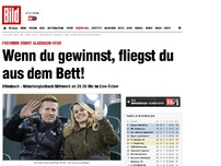 Bild zum Artikel: Hahns Freundin droht - Wenn du gewinnst, fliegst du aus dem Bett!