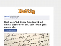 Bild zum Artikel: Nach dem Tod dieser Frau taucht auf einmal dieser Brief auf. Sein Inhalt geht an uns alle!