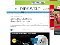 Bild zum Artikel: Himmelsspektakel: Alle wichtigen Fakten zur Sonnenfinsternis 2015