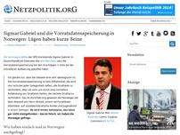 Bild zum Artikel: Keine Vorratsdatenspeicherung in Norwegen: Sigmar Gabriel sagte nicht die Wahrheit