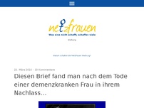 Bild zum Artikel: Diesen Brief fand man nach dem Tode einer Demenzkranken Frau in ihrem Nachlass…