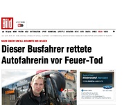 Bild zum Artikel: Ihr Auto fing Feuer - Busfahrer rettet Frau vor Feuer-Tod