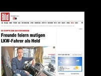 Bild zum Artikel: Geisterfahrerin gestoppt - Freunde feiern mutigen LKW-Fahrer als Held