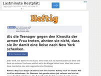 Bild zum Artikel: Als die Teenager gegen den Kinositz der armen Frau treten, ahnten sie nicht, dass sie ihr damit...