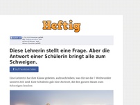 Bild zum Artikel: Diese Lehrerin stellt eine Frage. Aber die Antwort einer Schülerin bringt alle zum Schweigen.