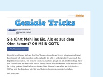 Bild zum Artikel: Sie rührt Mehl ins Eis. Als es aus dem Ofen kommt? OH MEIN GOTT.