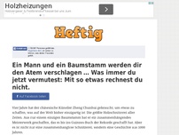 Bild zum Artikel: Ein Mann und ein Baumstamm werden dir den Atem verschlagen … Was immer du jetzt vermutest: Mit...