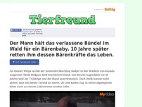 Bild zum Artikel: Der Mann hält das verlassene Bündel im Wald für ein Bärenbaby. 10 Jahre später retten ihm dessen...