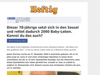 Bild zum Artikel: Dieser 78-Jährige setzt sich in den Sessel und rettet dadurch 2000 Baby-Leben. Kannst du das auch?