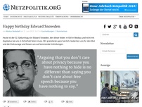 Bild zum Artikel: Happy birthday Edward Snowden