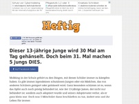 Bild zum Artikel: Dieser 13-jährige Junge wird 30 Mal am Tag gehänselt. Doch beim 31. Mal machen 5 Jungs DIES.