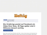 Bild zum Artikel: Die 24-Jährige postet auf Facebook ein Video ihrer Oma. 30 Tage später sind 3 Millionen danach...