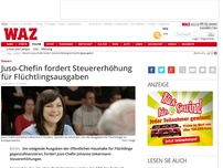 Bild zum Artikel: Juso-Chefin fordert Steuererhöhung für Flüchtlingsausgaben