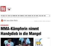 Bild zum Artikel: Dieses Video zeigt, warum - Doofe Idee: Eine MMA-Kämpferin beklauen