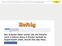 Bild zum Artikel: Der 6-fache Vater stirbt. Als ein Polizist nach 3 Jahren diese 6 Kinder barfuß im Supermarkt...