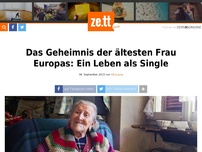 Bild zum Artikel: Das Geheimnis der ältesten Frau Europas: ein Leben als Single