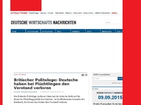 Bild zum Artikel: Britischer Politologe: Deutsche haben bei Flüchtlingen den Verstand verloren