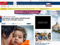 Bild zum Artikel: Direkt fließt mehr Geld als vom Staat - Flüchtlinge überweisen 440 Milliarden Dollar an ihre Familien daheim