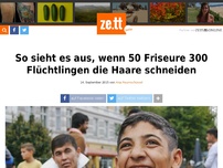 Bild zum Artikel: So sieht es aus, wenn 50 Friseure 300 Flüchtlingen die Haare schneiden