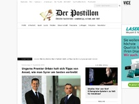 Bild zum Artikel: Ungarns Premier Orbán holt sich Tipps von Assad, wie man Syrer am besten vertreibt