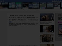 Bild zum Artikel: Celine Dion bittet ein scheues Mädchen vor 18'000 Menschen auf die Bühne. Und dann... Gänsehaut!