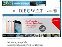 Bild zum Artikel: Flüchtlingskrise: McKinsey empfiehlt Massenentlassung von Deutschen