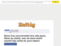 Bild zum Artikel: Diese Frau zerschneidet ihre alte Jeans. Wenn du siehst, was sie dann damit macht? Das willst du...