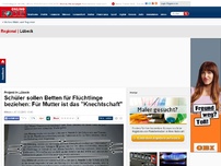 Bild zum Artikel: Projekt in Lübeck - Schüler sollen Betten für Flüchtlinge beziehen: Für Mutter ist das 'Knechtschaft'