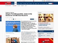 Bild zum Artikel: Drastische Forderung - Wegen Flüchtlingspolitik: Jeder dritte Deutsche will Merkels Rücktritt