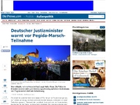 Bild zum Artikel: Deutscher Justizminister warnt vor Pegida-Marsch-Teilnahme