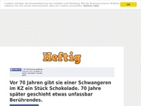 Bild zum Artikel: Vor 70 Jahren gibt sie einer Schwangeren im KZ ein Stück Schokolade. 70 Jahre später geschieht...