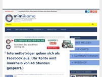 Bild zum Artikel: Internetbetrüger geben sich als Facebook aus. (Ihr Konto wird innerhalb von 48 Stunden gesperrt.)