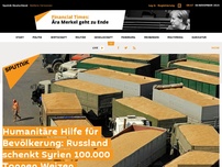 Bild zum Artikel: Humanitäre Hilfe für Bevölkerung: Russland schenkt Syrien 100.000 Tonnen Weizen