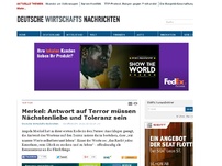 Bild zum Artikel: Merkel: Antwort auf Terror müssen Nächstenliebe und Toleranz sein