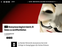 Bild zum Artikel: Anonymous hat erste Informationen über IS-Unterstützer veröffentlicht