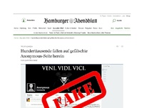 Bild zum Artikel: Propaganda: Hunderttausende fallen auf gefälschte Anonymous-Seite herein