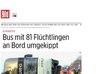 Bild zum Artikel: Mehrere Verletzte - Bus mit 80 Flüchtlingen an Bord umgekippt