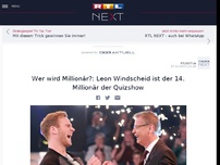 Bild zum Artikel: Wer wird Millionär?: Leon Windscheid ist der 14. Millionär der Quizshow