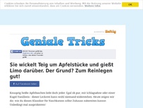 Bild zum Artikel: Sie wickelt Teig um Apfelstücke und gießt Limo darüber. Der Grund? Zum Reinlegen gut!