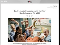 Bild zum Artikel: Der Deutsche Fernsehpreis 2016: Fünf Nominierungen für VOX