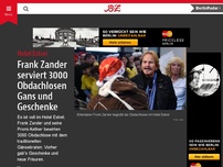 Bild zum Artikel: Frank Zander serviert 3000 Obdachlosen Gans und Geschenke