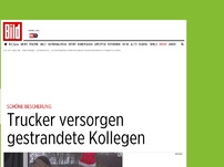 Bild zum Artikel: Schöne Bescherung - Trucker versorgen gestrandete Kollegen