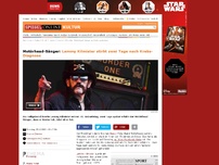 Bild zum Artikel: Motörhead-Sänger: Lemmy Kilmister stirbt zwei Tage nach Krebs-Diagnose
