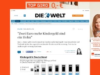 Bild zum Artikel: Familienpolitik: 'Zwei Euro mehr Kindergeld sind ein Hohn'