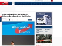 Bild zum Artikel: Zusätzliche Einnahmen auch ohne Gold - Nach Spendenaufruf: AfD erhält 2,1 Millionen Euro Spenden in drei Wochen